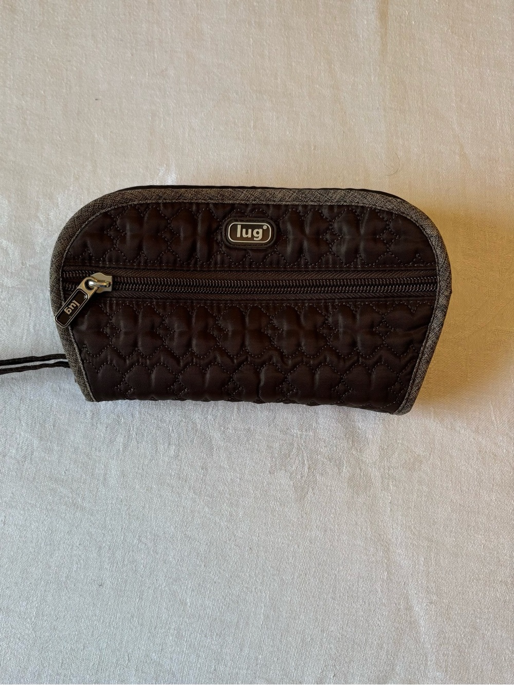 Lug Flipper Jewelry Clutch Travel Organizer Wristlet Brown Quilted Case